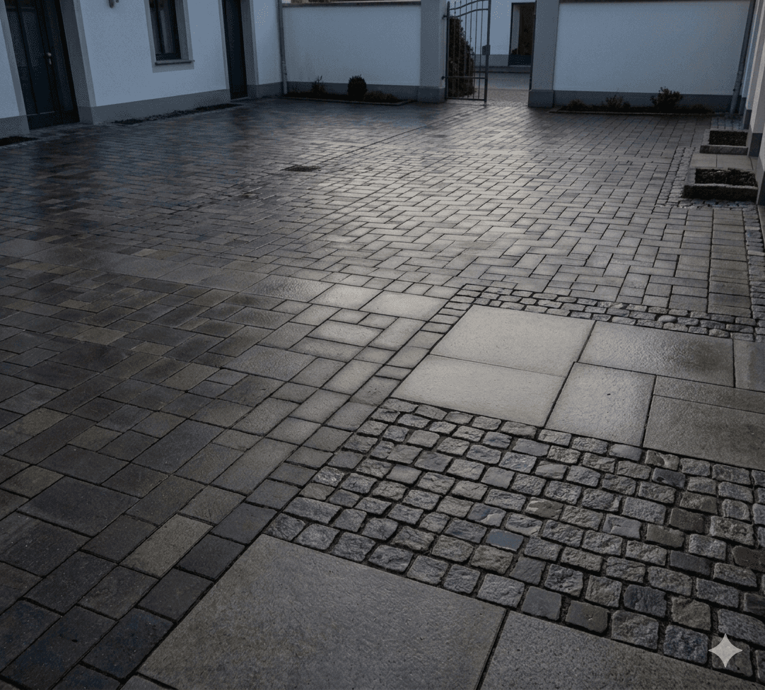 Pflaster- und Sockelbereich nach Reinigung