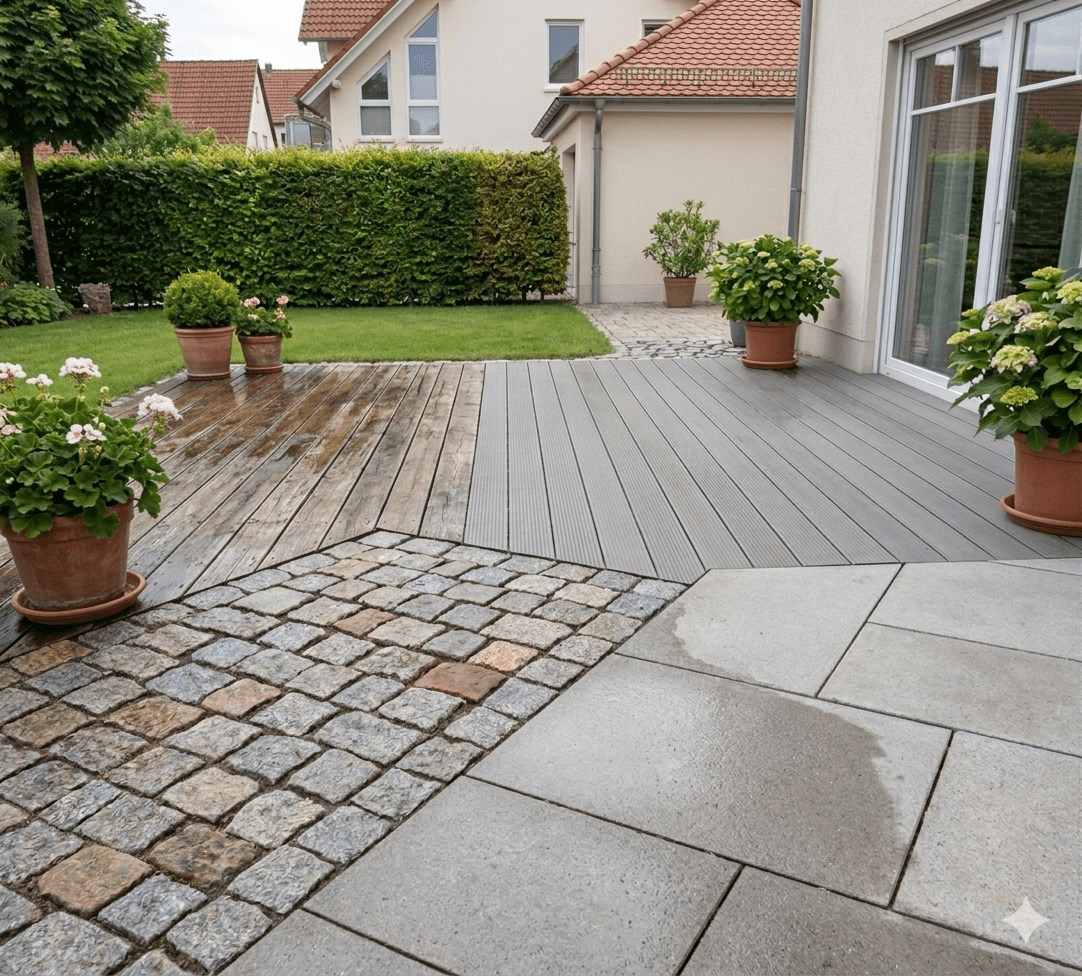 Gepflegte Außenfläche und Terrassenbereich