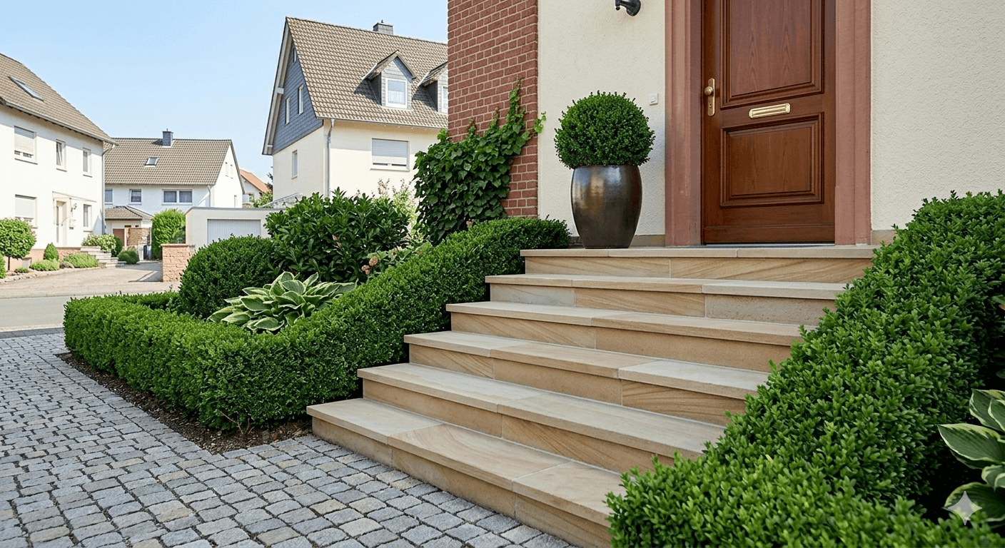 Außentreppen- und Zuwegungsbereich nach Reinigung