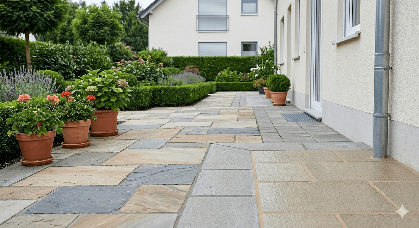 Gepflasterte Fläche mit Fugen – Kontext Verfugung